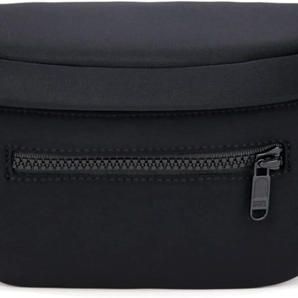 Neoprene Fanny Pack 3 Pockets Waist Bag for Men & Women Fashion Water Resistant Hip Bum Bag with Adjustable Belt for Running Travel Hiking Workout Sports (Black, One Size)