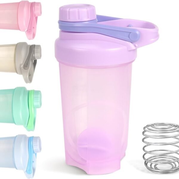 16oz Shaker Bottle，Leak Proof Sports Shaker Cups for Protein Shakes，Shaker Bottle for Pre Workout and Travel To Go，BPA Free & Easy Clean Protein Shaker Bottle,Purple