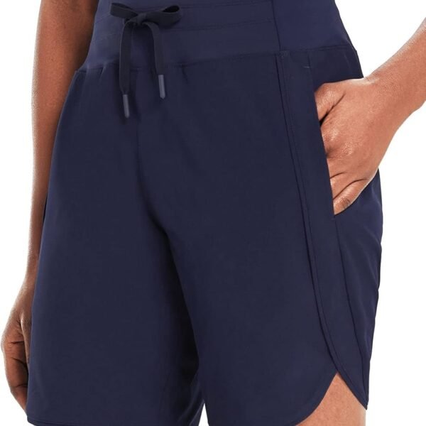 Women's 7" Athletic Long Running Shorts Workout Gym Quick Dry Hiking Shorts High Waisted Zipper Pocket