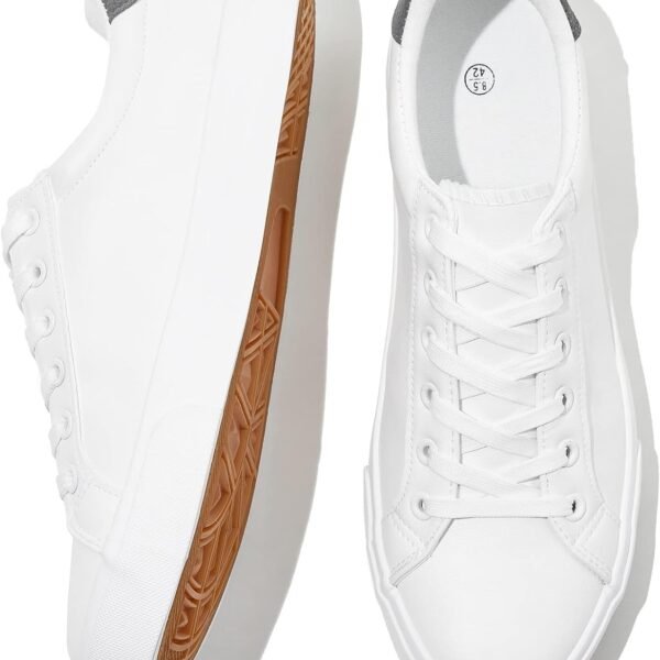 Men’s White Tennis Shoes Low Top  Sneakers PU Leather Casual Shoe for Men’s