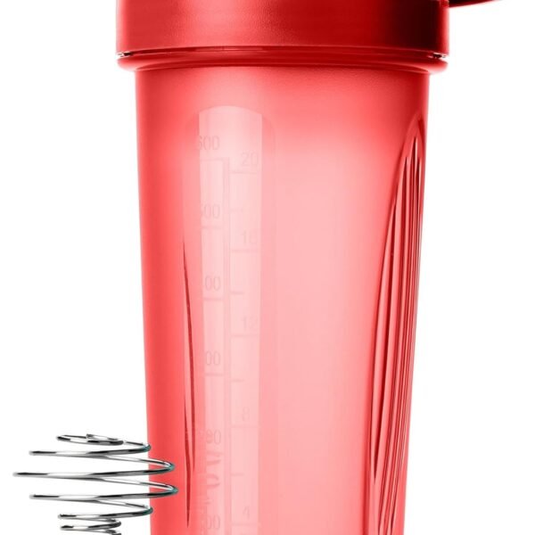 Shaker Bottle for Protein Mixes, 28 oz, Red With Twist Cap and Wire Whisk Ball, Mixer Cup for Shakes