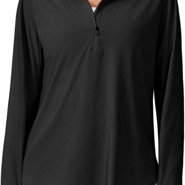 Long Sleeve Workout Tops for Women UPF 50+ Sun Shirts Half Zip Quick Dry Hiking Athletic Running Fishing Shirts