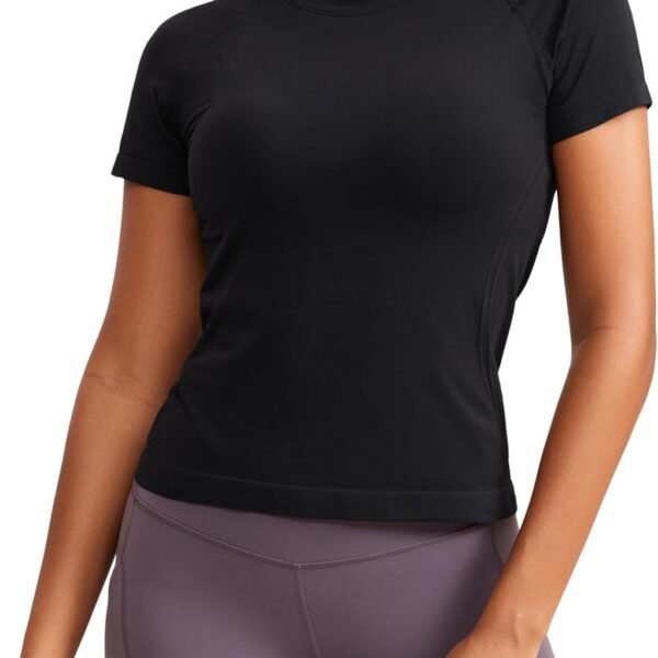 Seamless Short Sleeve Shirts for Women Breathable Running Workout Tops Athletic Gym Yoga Basic T-Shirts