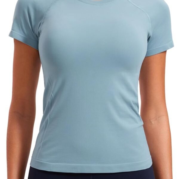 Seamless Workout Tops for Women Short Sleeve Athletic Tees Breathable Gym Running Yoga Shirts