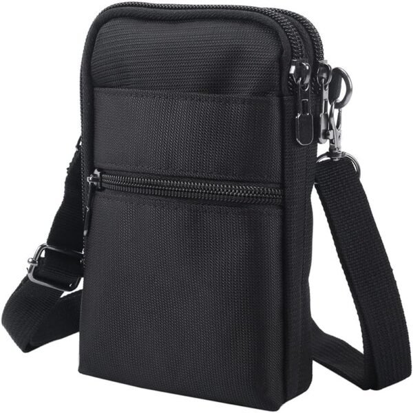 Crossbody Cell Phone Bags w/RFID Blocking-Casual Water Resistant Nylon Fanny Pack/Waist Phone Purse Pouch Crossbody Wallet Phone Bag Mini Shoulder Arm Bag Cell Phone Purse (Black color)