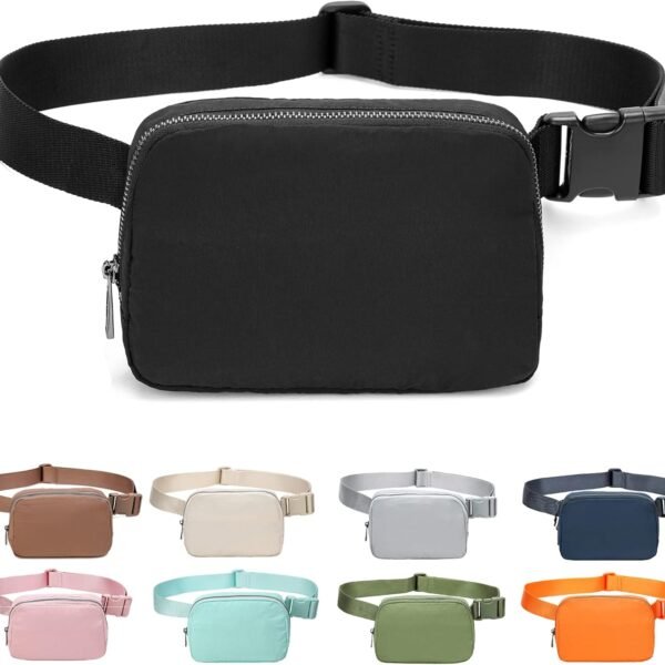 Fanny Belt Bag Waist Pack Crossbody Bags Bum Bag for Running Hiking Travel Workout Adjustable Strap for Women -black