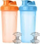 Shaker Bottles for Protein Mixes, 28 oz, 2 Pack, Protein Shaker Bottle with Wire Whisk Ball, Blender Bottle