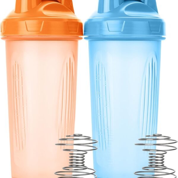 Shaker Bottles for Protein Mixes, 28 oz, 2 Pack, Protein Shaker Bottle with Wire Whisk Ball, Blender Bottle