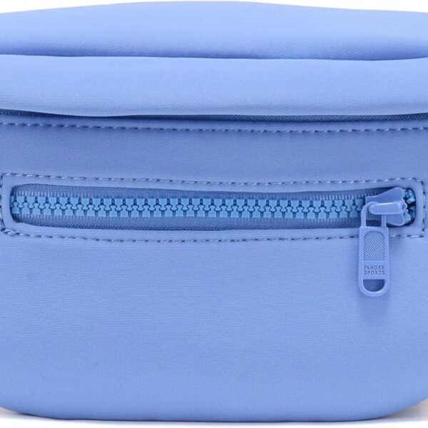 Neoprene Fanny Pack 3 Pockets Waist Bag for Men & Women Fashion Water Resistant Hip Bum Bag with Adjustable Belt for Running Travel Hiking Workout Sports (Cornflower Blue, One Size)